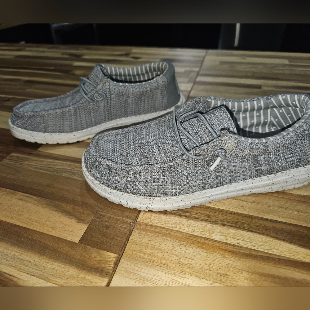Hey Dude Kids Light Gray Knit Slip-On Sneakers
